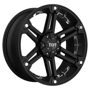 TUFF T-01 18x9.0 8/165.1 ET-6 CB125.1 FLAT BLACK W/CHROME INSERTS