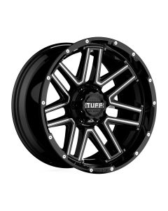 TUFF T-17 24x11.0 5/127/139.7 ET-25 CB78.1 GLOSS BLACK W/ MILLED SPOKES AND DIMPLES