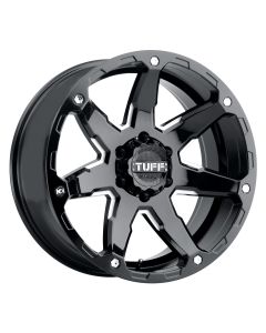 TUFF T4A 15x8.0 5/114.3 ET-13 CB76.1 GLOSS BLACK W/MILLED SPOKE