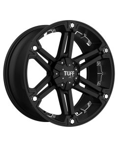 TUFF T-01 16x8.0 6/139.7 ET20 CB108 FLAT BLACK W/CHROME INSERTS