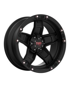 TUFF T-10 15x8.0 6/139.7 ET-13 CB108 FLAT BLACK W/ CHROME ACCENTS