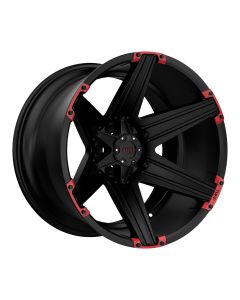 TUFF T-12 22x10.0 6/139.7 ET-25 CB108 SATIN BLACK W/ RED INSERTS
