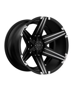 TUFF T-12 20x12.0 8/165.1 ET-45 CB125 SATIN BLACK W/ MILLED SPOKES