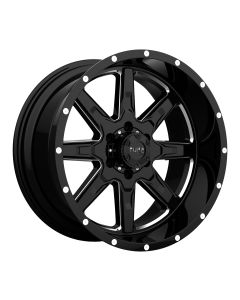 TUFF T-15 22x10.0 6/139.7 ET05 CB106.1 GLOSS BLACK W/MILLED SPOKES