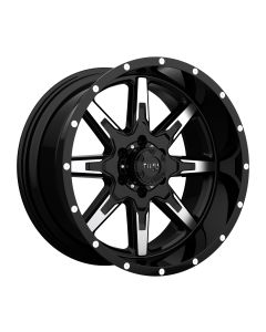 TUFF T-15 20x10.0 8/165.1 ET-19 CB130 GLOSS BLACK W/MACHINED FACE