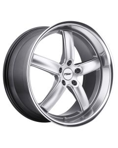 TSW STOWE 18x9.5 5/112 ET53 CB72.1 HYPER SILVER W/MIRROR LIP