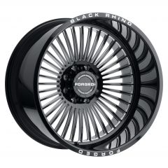 BLACK RHINO HORUS 24X14 6/139.7 ET-76 CB112.1 GLOSS BLACK W/MILLED SPOKES