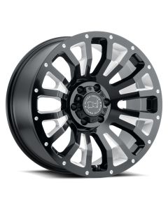BLACK RHINO PINATUBO 20x9.5 6/139.7 ET-18 CB112.1 GLOSS BLACK W/MILLED INSIDE WINDOW