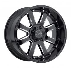 BLACK RHINO SIERRA 20x10.0 6/139.7 ET-12 CB112.1 GLOSS BLACK W/MILLED SPOKES