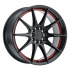 RUFF SPEEDSTER 17x7.5 5/100/114.3 ET38 CB72.1 GLOSS BLACK W/RED STRIPE