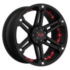 TUFF T-01 18x9.0 8/165.1 ET12 CB125.1 FLAT BLACK W/ RED INSERTS