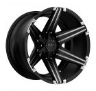 TUFF T-12 24x11.0 6/139.7 ET-45 CB108 SATIN BLACK W/ MILLED SPOKES