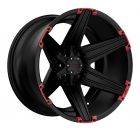 TUFF T-12 22x10.0 8/165.1 ET-25 CB125.1 SATIN BLACK W/ RED INSERTS